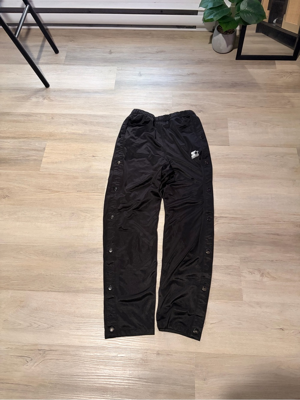 STARTER Black Snap-Button Side Track Pants